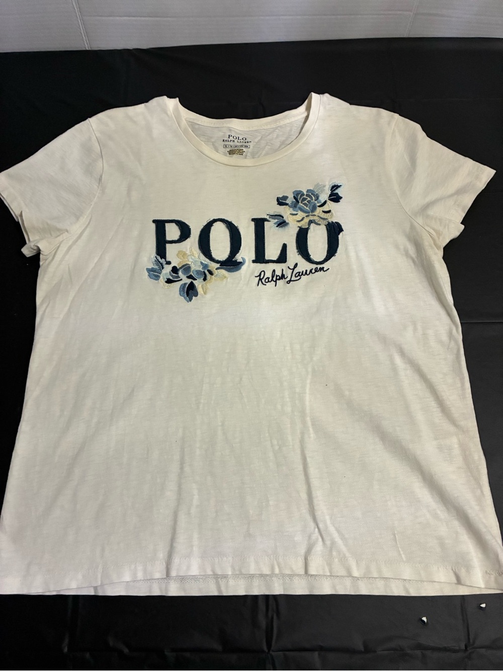 Polo by Ralph Lauren White Tee with Blue Floral Logo